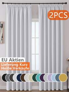 VEHEDE Set Of 2 Beige Blackout Curtains For Rail System Curtains Short Opaque Bedroom Curtains Opaque Ruffle Tape - Lila - View 19