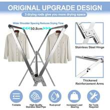 Clothes Drying Rack 2.4m Folding Indoor Outdoor Drying Rack Clothing Collapsible Heavy Duty Stainless Steel Clothesline Blanket Rack Clothesline - Silvery - View 3