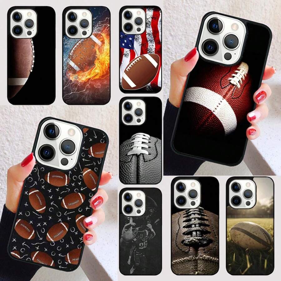Custodia per pallone da football americano/rugby compatibile con 15, 16, 13, 12, 11, 14 Pro Max, Mini, Max, SE 2020, 7, 8, 6S Plus, compatibile anche con custodie per iPhone 17, 17 Pro, 17 Pro Max - ZSL0128012 - Visualizzare 1