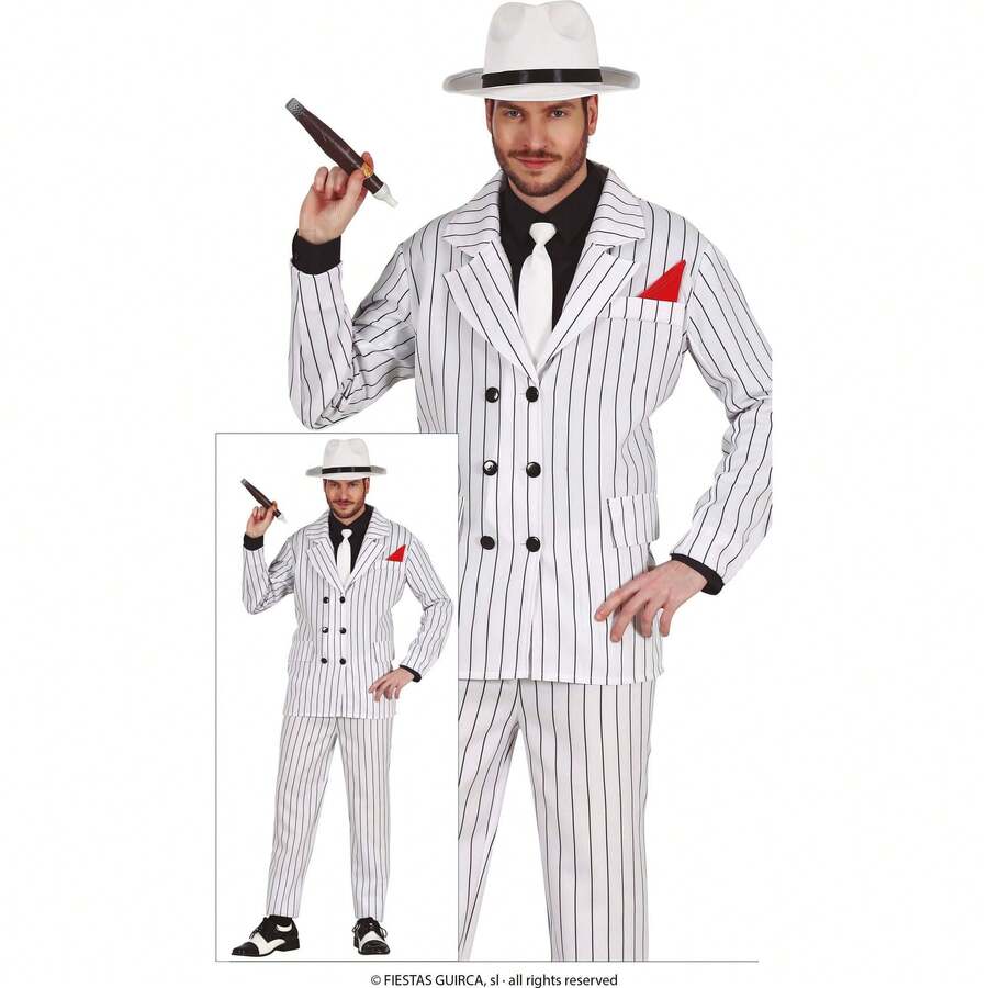 Fiestas Guirca Costume da Gangster per Adulti, Costume da Principe del Crimine per Feste a Tema, Stile Classico con Dettagli Realistici, Ideale per Celebrazioni, Cosplay e Costumi di Personaggi di Film, Disponibile in Diverse Taglie - Multicolore - Visualizzare 1