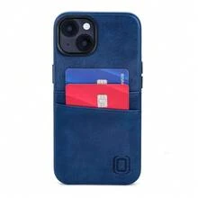 Estuche para tarjetas para 14 con placa de metal integrada para montaje magnético y 2 bolsillos: Cartera de cuero sintético premium Exec M2 (14, Azul Marino) - Multicolor16 - Ver 10