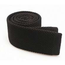 Men's Solid Color Textured Knit Skinny Ties Smart Necktie Square-Cut Finish{"Size_name":"OneSize","Color_name":"ChocolateBrown"} - Multicolor28 - View 3