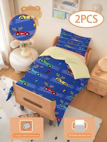 2 PEÇAS Conjunto de Edredom com Tema de Corrida (Coleção de Quatro Estações) Conjunto de Edredom Dupla Face 135*200cm (1 Fronha Estampada de Um Lado + 1 Edredom Estampado dos Dois Lados, Sem Material de Enchimento) Para Bebês e Crianças, Lavável em Máquina, Adequado para Berços de Recém-Nascidos, Ideal para Presentes em Feriados