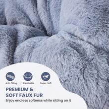 OLIXIS Saucer Chair For Adults, Teens, Faux Fur XL Circle Chair For Bedroom, Dorm & Gaming, Foldable Comfy Accent Seat For Small Spaces, Oversized Style Thick Padded Meatal Frame - 灰色 - 查看 3