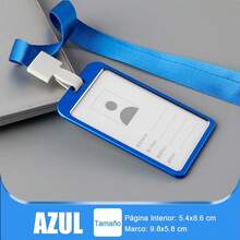 6 Piezas Porta Gafete Aluminio Vertical de Porta credencial con cordón para Tarjeta de Identificación para Oficina Negocios Útiles Escolares Trabajo (Azul) - Pago - Ver 2