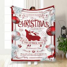 1pc Christmas Deer Printed Super Soft Blanket, Digital Printing Blanket For Air Conditioning, Office Nap, Vintage Casual Throw Blanket