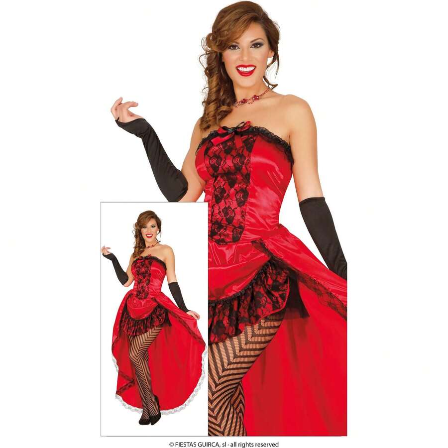 Fiestas Guirca Elegant And Seductive Burlesque Costume For Adults With Lace And Satin Details, Perfect For Themed Parties, Celebrations, And Costume Events In Various Sizes - Multicolor - View 1