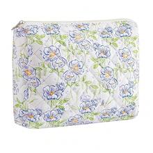 Makeup Bag Travel Cosmetic Bag For Women Girls, Zipper Make Up Pouch, Floral Flowers Toiletry Organizer Makeup, Portable Storage Bag, Cosmetic Travel Cloth Bag (L/Large Blue Flowers){"Color_name":"U8Large/LargeBlueFlowers"} - U8大/大藍色花朵 - 查看 1
