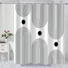 White And Black Extra Long Shower Curtain, Boho Minimalist Mid Century Modern Arch Geometric Machine Washable Waterproof Fabric For Bathroom Bathtub Decor With Hooks 72Wx78H{"Color_name":"WhiteandBlackBoho","Size_name":"72\"Wx78\"L(Packof1)"} - 多色19 - 查看 1