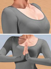 Yefecy Women's Basic Yoga Running High Stretch Sports Jumpsuit - Dark Grey - View 5