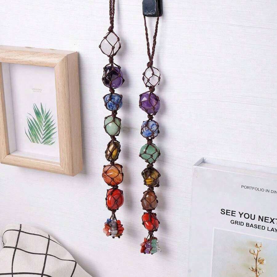 1PC Natural Chakra Pendant Tumbled Healing Stone Car Pendant Yoga Chakra Energy Gem Decoration Fathers Dad - 脈輪 - 查看 1