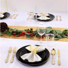 1/25pcs Reusable Ceramic Fruit Tray Plate, Gold Rim, Suitable For Family Gatherings, Outdoor Activities, Team Events, Cooking, Christmas