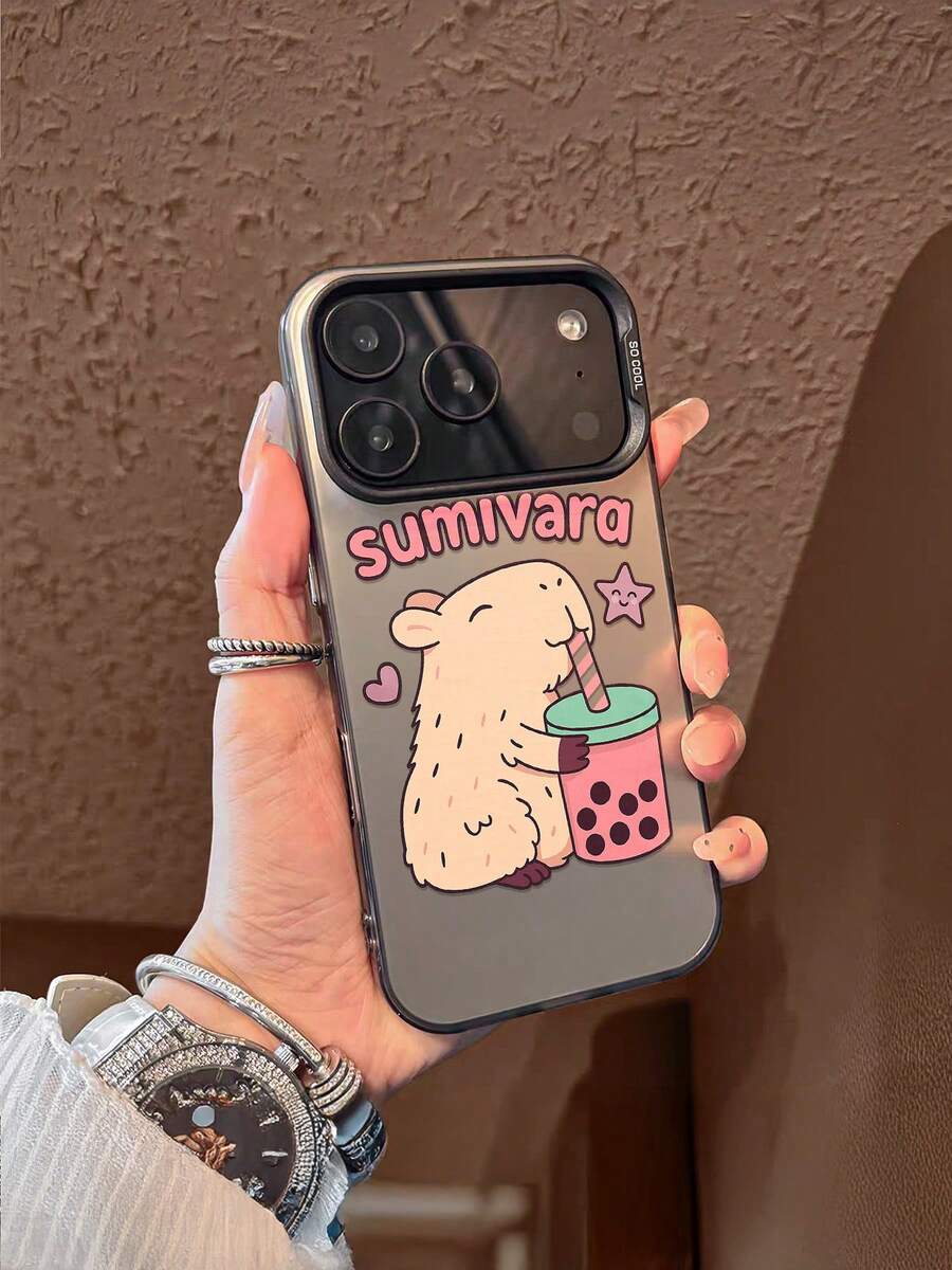 1 pieza Funda de teléfono de Body completo de TPU a prueba de golpes con patrón de animales cartoon sumivara bebiendo bebida de burbujas, estrella sonriente y corazón, para amantes de lo lindo Funda Para iPhone 17/16/15/14/13/12/11/plus/pro/promax/Air,Galaxy S25/S24/S23/S22/S21/FE/Plus/UltraSerie resistente al agua, a caídas y a arañazos,regalos para mujeres y hombres,envío nacional - Negro - Ver 1