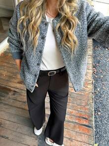 Vaiaye Women's Winter Fashion Elegant Solid Color Woven Long Sleeve Jacket, Suitable For Autumn And Winter, Thanksgiving And Christmas