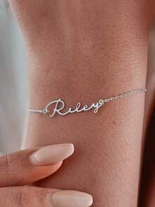 1pc Stainless Steel Custom Name Bracelet, Noble And Simple Style, Personalized Fashion Chain, Suitable For Daily Wear, Girl's Gift - Stainless Steel Material