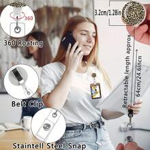 4-Piece Leopard Print Lanyard Set, Consisting Of 1 Neck Lanyard, Suitable For Cute ID Badges For Women And ID Badge Holders - 1 Retractable Badge Reel And Wrist Lanyard, Suitable For Women And Girls VCBL - 4-piece Leopard Print Set - View 4