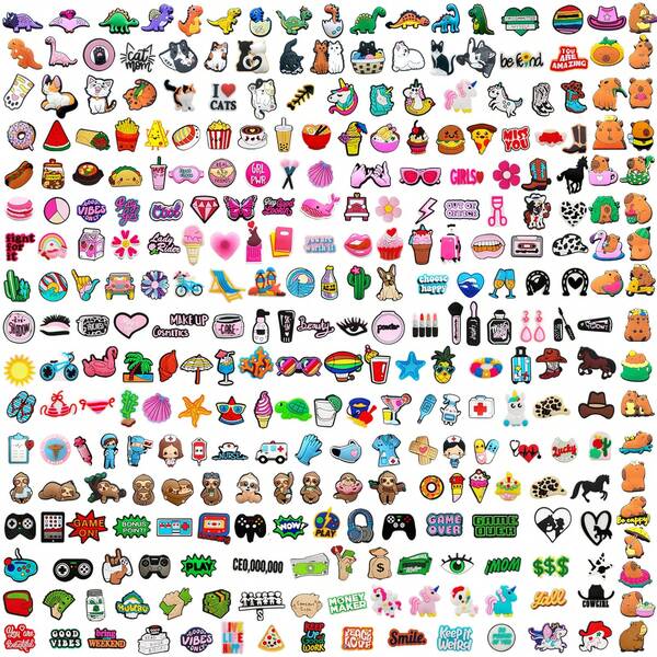 Random 10-100Pcs Food/Animal/Flower/Cute Cartoon Series Shoe Charms For Clogs Sandals, Shoe Decoration Premium Quality Popular Charms Accessories Great Gift For Teens Men Women And Adults