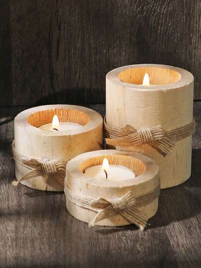 1pc/3pcs Wooden Tea Light Candle Holders, Wooden Votive Tealight Holder For Wedding Birthday Centerpieces For Table Flower Pot For Rustic Centerpieces Home Decoration
