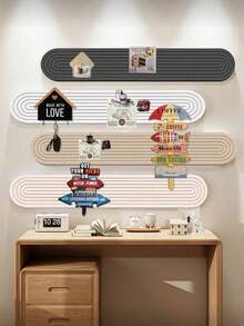 4pcs/Set 20x80cm No Drill Decorative Bulletin Board, Self-Adhesive Wall Memo Board, Nordic Minimalist Felt Combination Display Board, Reusable Home/Office/Classroom Photo Wall Message Board, Can Insert Pins, For Room Decor/Office Memo/Study Reminder/Entryway Key Holder - Multicolor/A - View 5