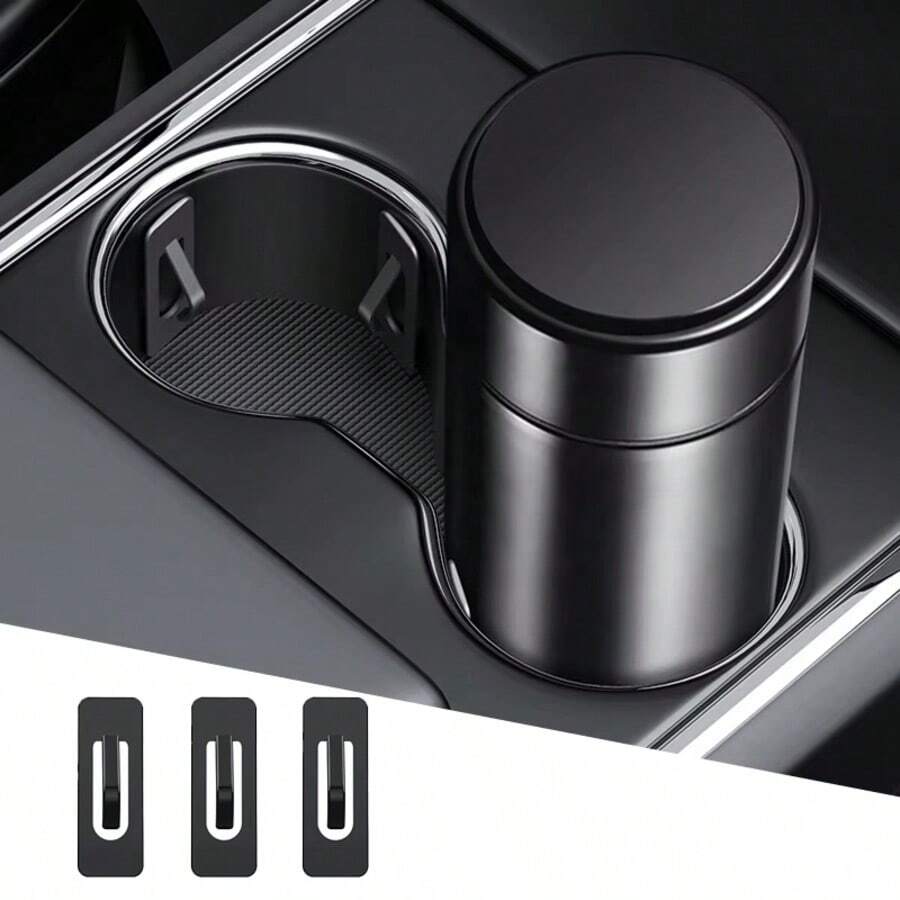 3件装车载杯架插入限位器槽防滑限位夹弹性硅胶防抖固定瓶玻璃杯饮料架 - 黑色 - 查看 1