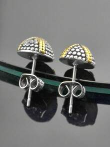 1 对复古经典几何圆形十字交叉蘑菇不锈钢耳钉，适合日常佩戴，是送给爱人、家人、朋友、姐妹的优雅礼物 - 彩色 - 查看 9