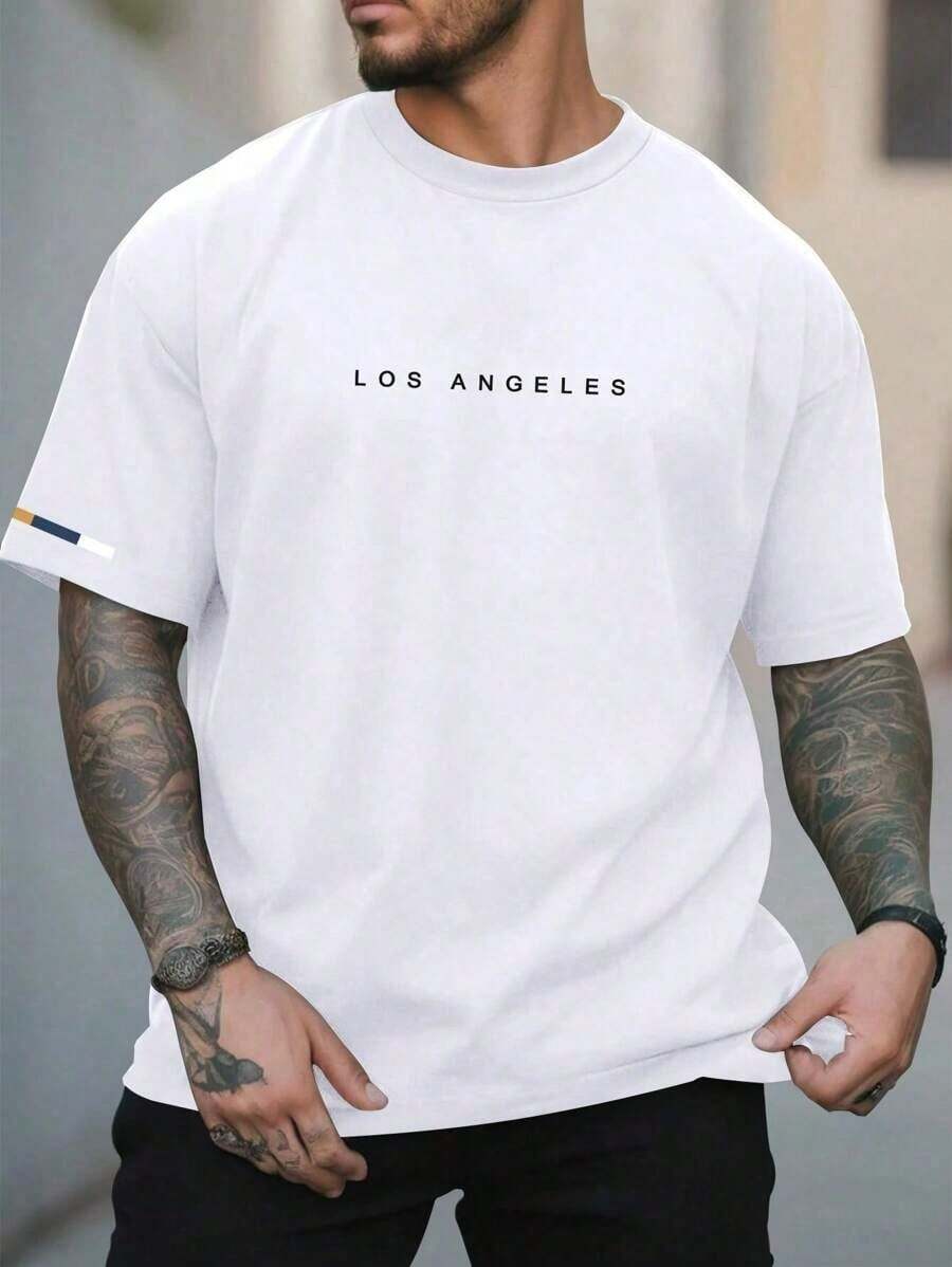 Men's T-Shirts Streetwear Cotton S To Plus Size G5 Los Angeles Streetwear Los Angeles Casual Sleeve - trắng - Xem 1