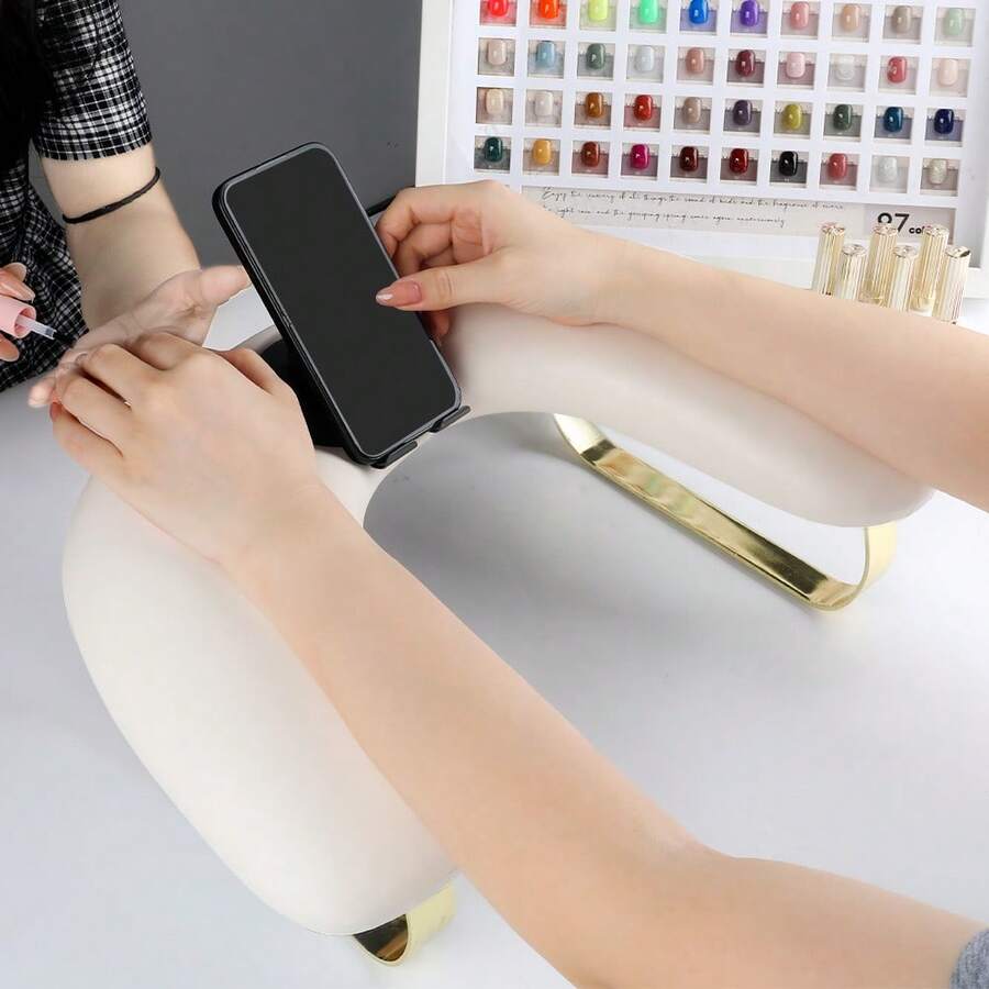 美甲手枕带手机支架、美甲扶手和手机支架，配有可调节手机夹，双手美甲桌，适用于家庭和美甲沙龙 - 彩色 - 查看 1