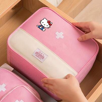 Sanrio 1PC Sanrio Hello Kitty Outdoor Travel First Aid Kit - Durable Oxford Fabric Emergency Bag, Compact And Portable Set, Ideal For Household Medicine Storage, Hiking, And Camping. Adorable Cartoon-Themed Medical Bag Suitable For Indoor And Outdoor Use.