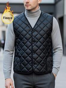 男士羊羔绒保暖绗缝背心 - 保暖无袖冬季外套