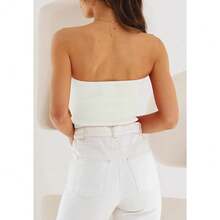 EFAN Womens Tube Tops Fall Fashion Summer Outfits 2025 Casual Beach Vacation Clothes Sweaters Strapless Sleeveless Tank Tops{"Size_name":"Large","Color_name":""} - 白色 - 查看 4