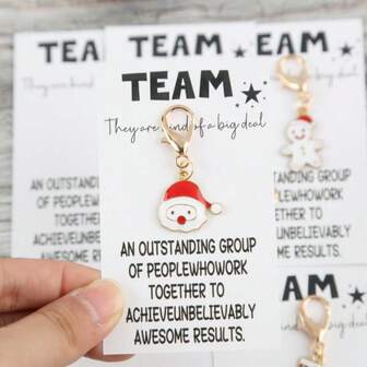 6pcs Christmas Series Keychain Set With Inspirational Greeting Card, Suitable As Christmas, New Year Motivational Gifts For Team And Employees Bag Charms Car Accessories Teacher Friend Sister Gift Ideas