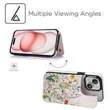 For  15 Plus Wallet Case With Card Holder, PU Leather RFID Blocking  15 Plus 6.7" Case Wallet Folio Flip Case For Women Men, Magnetic Clasp Kickstand Design (Desert Flower){"Color_name":"DesertFlowers","Size_name":"15Plus6.7\""} - 多色7 - 查看 7