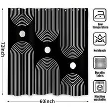 Black And White Shower Curtain, Boho Minimalist Mid Century Modern Arch Geometric Machine Washable Waterproof Fabric For Bathroom Bathtub Decor With Hooks 60Wx72H{"Color_name":"BlackandWhiteBoho","Size_name":"60\"Wx72\"L(Packof1)"} - 多色8 - View 8