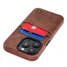 Card Case For  14 Pro With Built-In Metal Plate For Magnetic Mounting & 2 Pockets: Exec M2 Premium Synthetic Leather Wallet Case ( 14 Pro, Brown){"Size_name":"14Pro","Color_name":"Brown"} - Multicolor2 - View 1