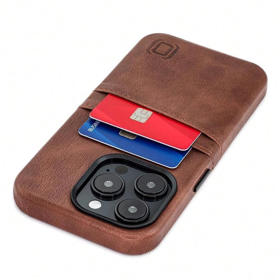 Card Case For 14 Pro With Built-In Metal Plate For Magnetic Mounting & 2 Pockets: Exec M2 Premium Synthetic Leather Wallet Case ( 14 Pro, Brown){"Size_name":"14Pro","Color_name":"Brown"} - Multicolor2 - View 1