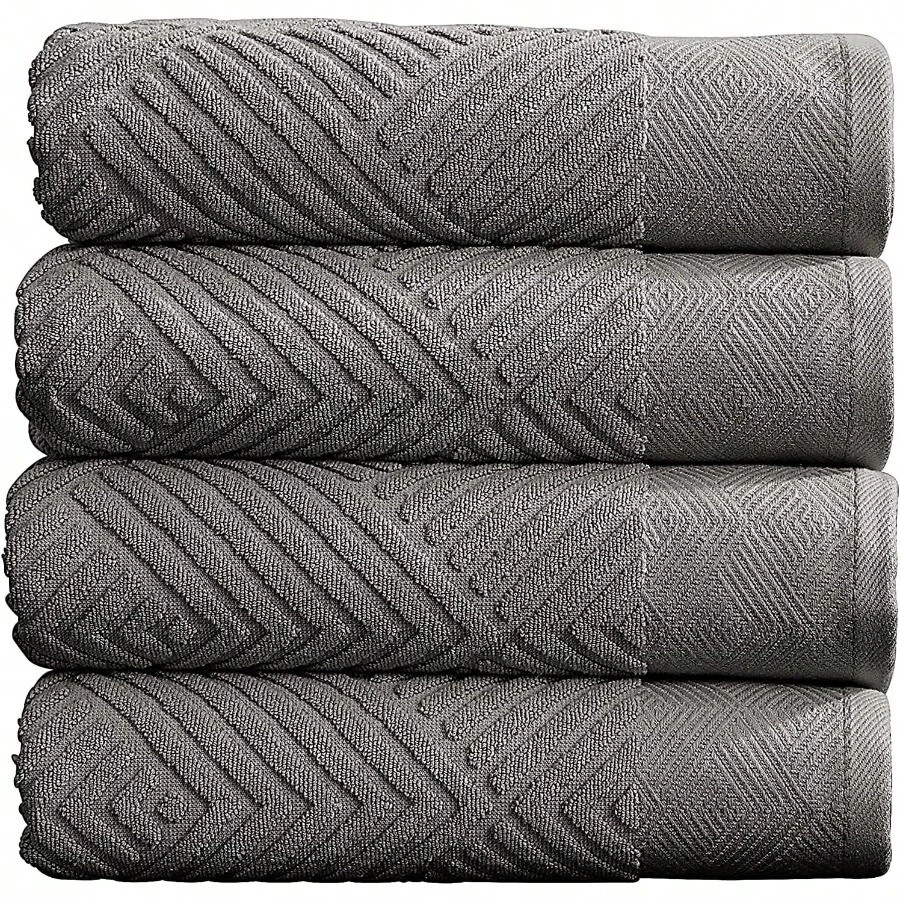 100% Cotton Soft Bath Towels Set Quick Dry And Highly Absorbent Textured Bath Towels 27" X 54" 4 Pack - Grey - View 1