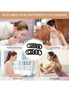 10个/50个/200个黑色纯色弹力发圈，小号2厘米/0.787英寸，适合女性日常使用，简约厚实，可扎马尾，风格简约优雅，高弹力无缝发饰，佩戴无痛，适合女性发饰，基础款发圈，适合日常休闲佩戴，办公通勤发饰，头饰发带，头饰橡皮筋 - 黑色 - 查看 5