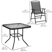 Outsunny 5 Pieces Patio Dining Set For 4, Outdoor Dining Set With Glass Top Table And 4 Mesh Folding Chairs, Small Outdoor Patio Furniture For Garden Backyard Poolside, Grey - Grey - View 3