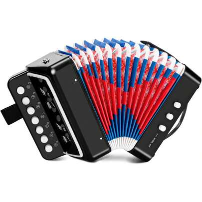 Acordeão infantil acordeão, acordeão de botão 10 teclas com alça, acordeão instrumento musical presente para iniciantes, acordeão adultos e crianças a partir de 3 anos