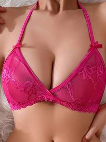 1pc Customized Women's Sexy Camisole Panties, Can Customize Personalized Letters/Names, Women's Sexy Camisole Without Pads And Underwire, Comfortable Breathable Sports Underwear, Suitable As Holiday/Anniversary Gift - Hot Pink - View 3