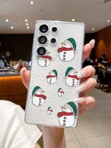 1pc Christmas Snowflake, Carrot Button, Polka Dot Snowman Transparent TPU Shockproof Phone Case, Suitable As Holiday Gift For Partner And Friends, Compatible With Apple XS/XS Max/XR/11 12 13 14 15 16 17 Pro/Pro Max/14 15 16 Plus, Nothing, Pixel, INFINIX, Redmi Series