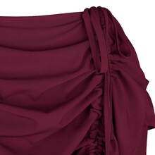 Zhitunemi Women's Steampunk Skirt Ruffle High Low Outfits Gothic Plus Size Pirate Dressing{"Size_name":"7X-Large","Color_name":"WineRed"} - 酒紅色 - 查看 5