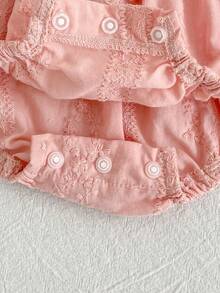 Baby Girl Lace Collar Long Sleeve Princess Bodysuit - Pink - View 5
