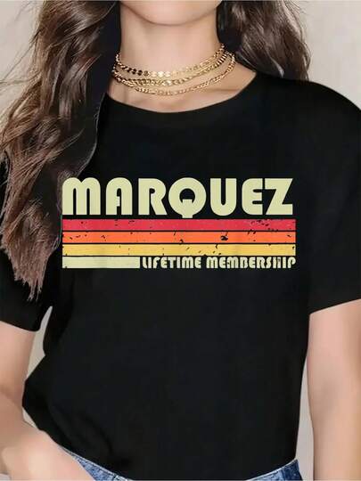 Marquez Lifetime Membership Vintage Retro T-Shirt - Unisex Black Tee With Colorful Stripe Design For Casual Wear, Perfect For Fans And Everyday Style