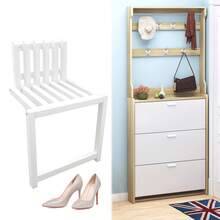 Folding Bath Seat Bench Shower Chair Wall Mount Solid Wood Chair Entryway Chair