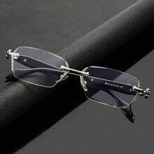 1 Pair Unisex Modern Minimalist Fashion Glasses, Frameless Design, Essential For Parties And Holidays - Clear - View 2