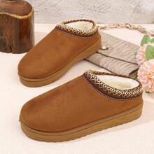 Winter 2024 New Foreign Trade Uggs Female Velvet Warm Thick Soles No Heel Closed Toe Wool Half-Slippers Shoes - Yellow Edge Flowers - View 13