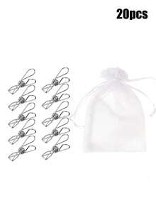 10/20/30pcs Stainless Steel Clips With 1 Storage Bag, Clothes Clips, Quilt Clips, Windproof Pants Clips, Underwear Clips, Sundries Fixing Clips, Large Clips, Storage Bags For Easy Storage, A Good Helper For Fixed Storage, Home Use And Travel Accessories, Fixed Hats, Bags, Etc., Suitable For Home Storage, Outdoor, Picnic, Camping, Travel - Multicolor - View 9