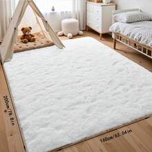 1pc, Soft Area Rugs For Bedroom Fluffy, Non-Slip Fuzzy Shag Plush Soft Shaggy Bedside Rug, Tie-Dyed Living Room Carpet For Girls Kids Baby Teen Dorm Home Decor, Bedroom Living Room Nursery Room Rug , Easy-Care Home Accent