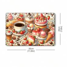 2D Flat, Vintage Dessert Cafe Tin Sign - Retro Pastel Colors (Pink, Blue, Golden, Brown) - Cake, Ice, Macarons, Tarts - Decor For Home, Bakery, Cafe - 8x12 Inch (20x30cm) - / Wedding/ Anniversary Gift For & - Nostalgic French Patisserie Poster - 1pc - 查看 2